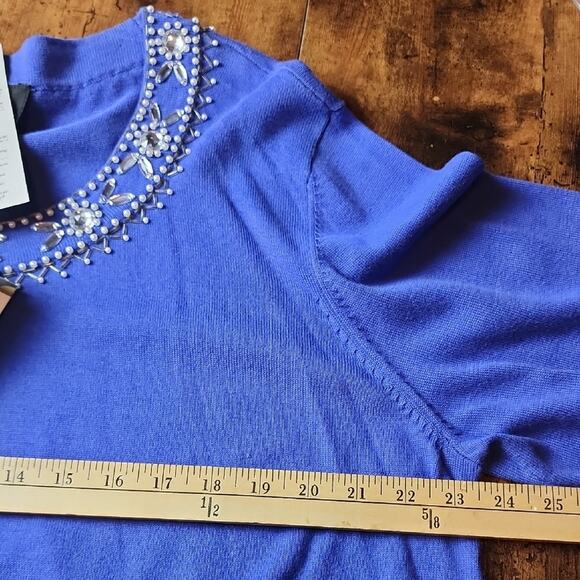 BOB MACKIE | NWT Maximalist Royal Blue Beaded Rhinestone Embellished Tunic | 1X - Picture 9 of 13